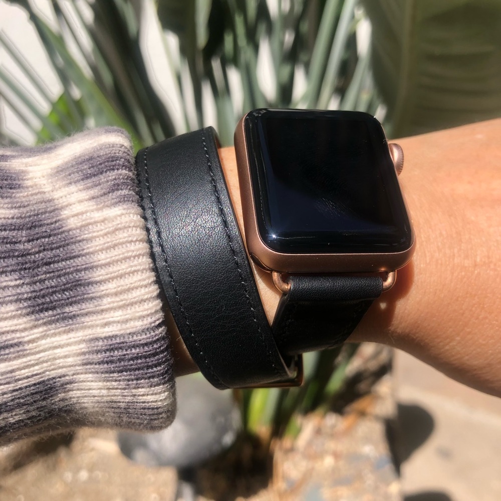 💥GOLD Black Apple Watch Band Strap Leather